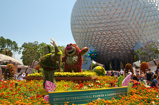 Epcot International Flower and Garden Festival 2011 entrance. Walt Disney World, Orlando, Florida. www.onepennytourist.com