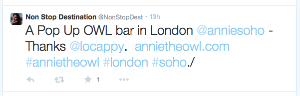 Annie The Owl Bar Comes to London