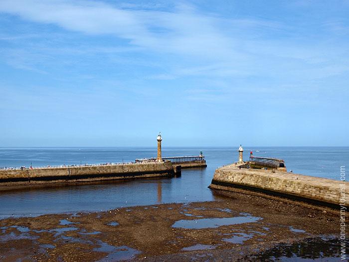 The tide is out at Whitby, North Yorkshire as we viewed it from the bottom of East Cliff