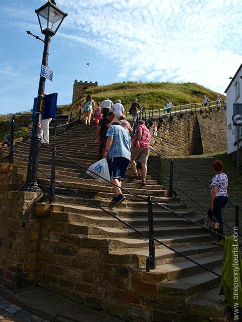 Steps on the East Cliff leading up to Whitby Abbey in North Yorkshire