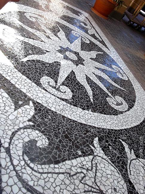 Portofino Bay Hotel's front entrance has this amazing mosaic floor. At Universal Orlando.