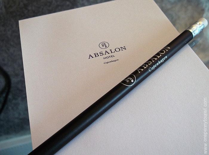 Absalon Hotel in Copenhagen notepaper. OnePennyTourist.com