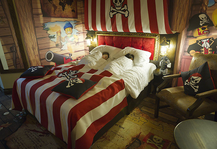 Legoland Pirate themed hotel room at Legoland Windsor, UK. Unusual hotels around the world at OnePennyTourist.com