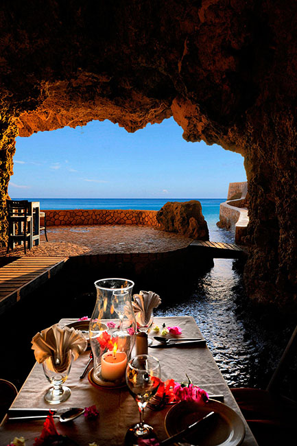 Built directly into a Jamaican cliffside in Negril. The Caves Hotel & Spa. Unusual hotels around the world at OnePennyTourist.com